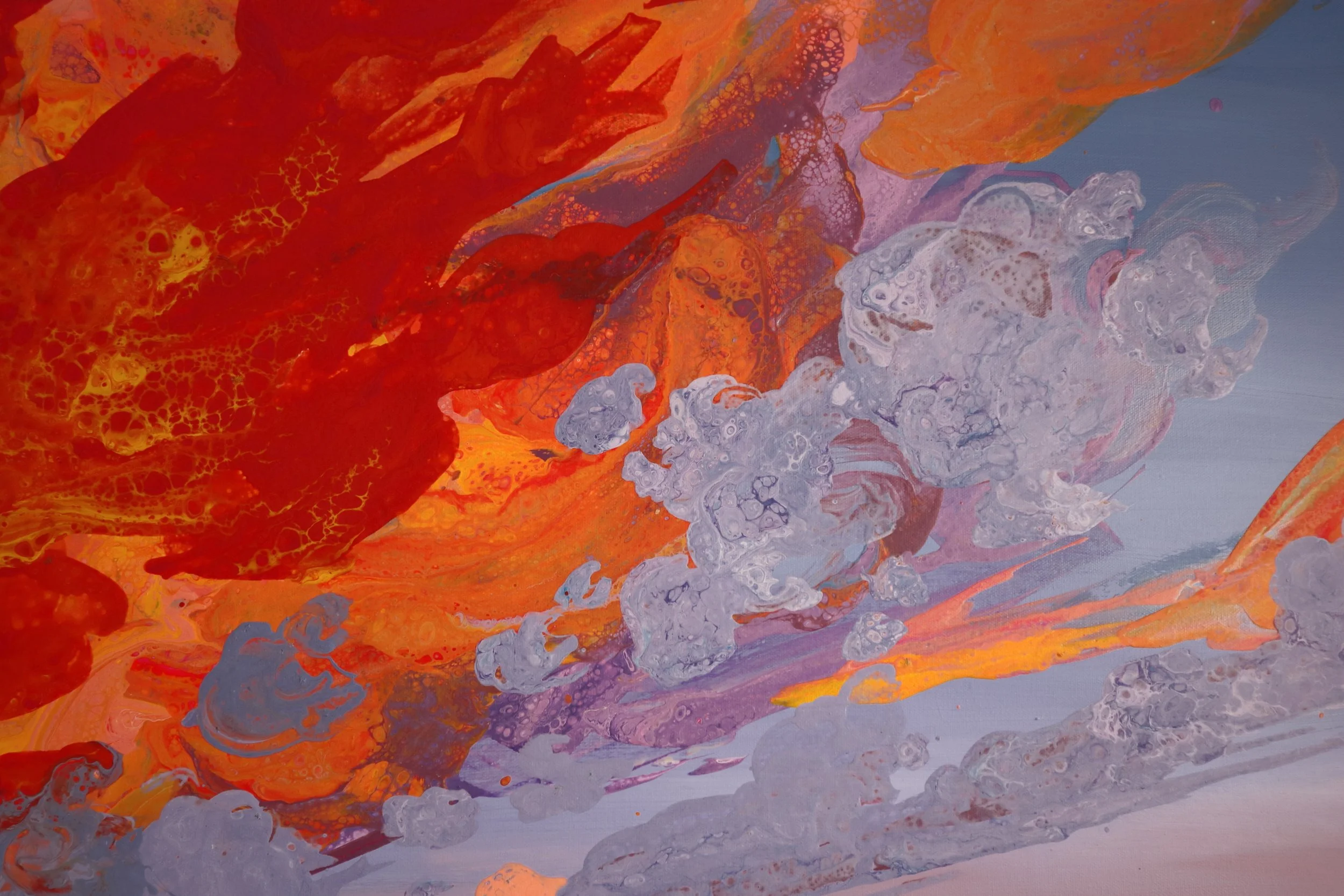 Fire on the Horizon. 36 x 72 inches. — Leah's Acrylic Pours